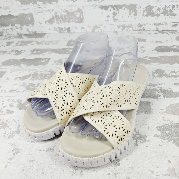 NEW Ilse Jacobsen Tulip Milk Cream Cross Band Sandals Slide W415 - Picture 2 of 11